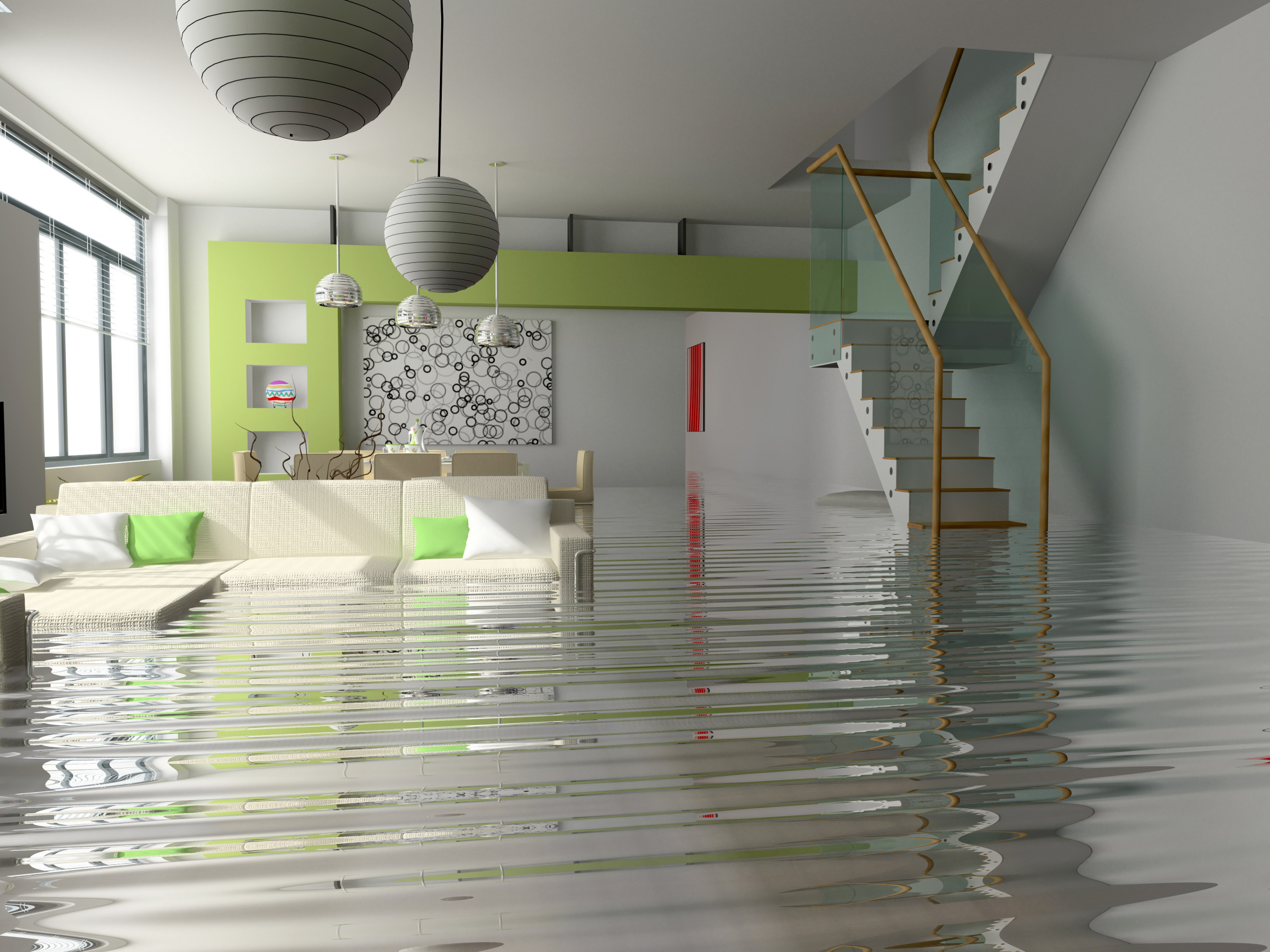 flooded modern basement